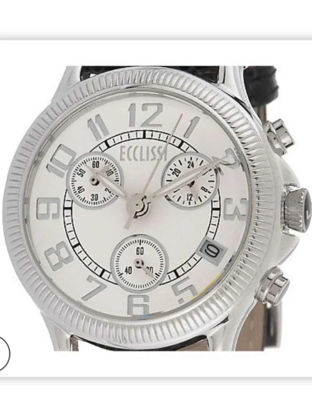 Ecclissi Sterling Multi-Function Chronograph Watch/Snakeskin Embossed Straps/NIB